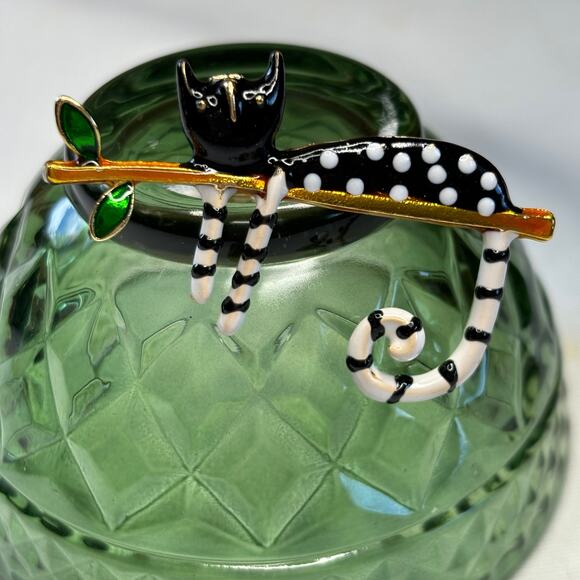 Lazy Kitty Cat Lounging on a Branch Brooch Pin Enamel Quirky Artsy Cat Lover* - Picture 2 of 5